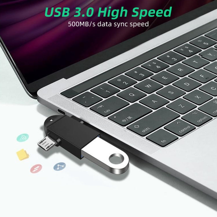 USB3.0母頭 轉 Type-C+Micro USB多功能OTG適配器