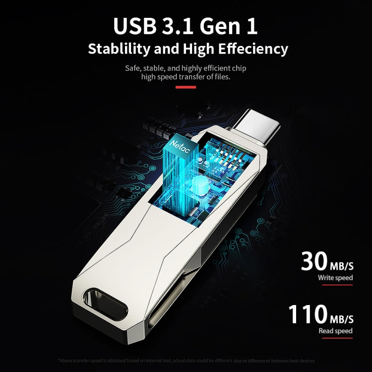 Netac U782C 128GB Type-C + USB3.0 360度旋轉鋅合金OTG U盤