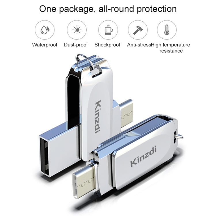 Kinzdi 64GB USB + Type-C 接口金屬旋轉U盤V10