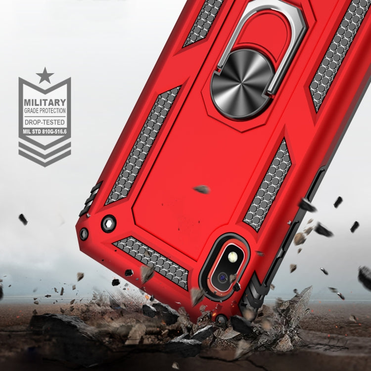 適用於三星 Galaxy A10 TPU + PC 軍士盔甲防摔保護殼，帶360度旋轉支架