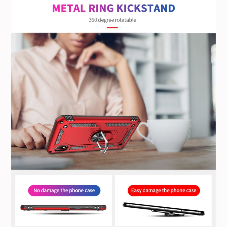 適用於三星 Galaxy A10 TPU + PC 軍士盔甲防摔保護殼，帶360度旋轉支架