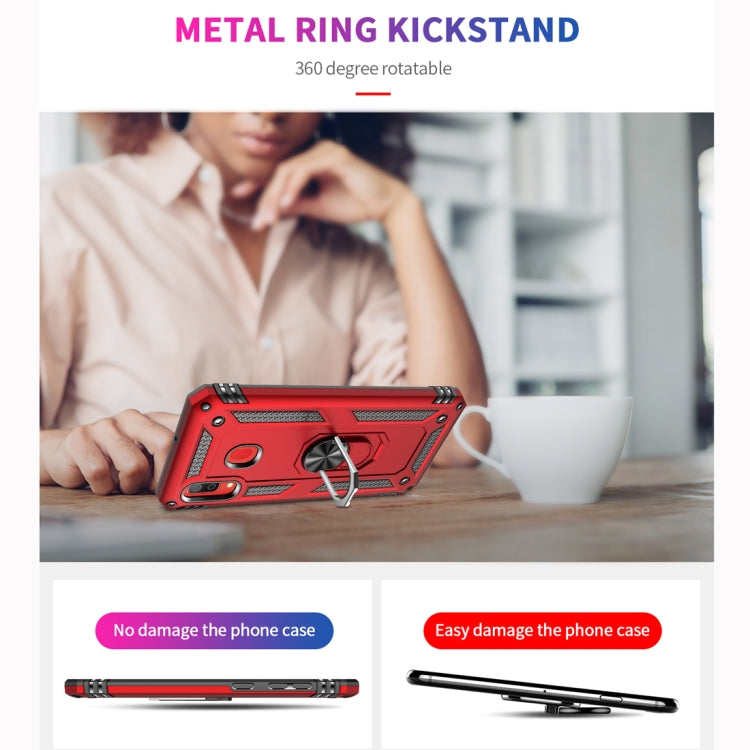 適用於三星 Galaxy A30 TPU + PC 軍士盔甲防摔保護殼，帶360度旋轉支架