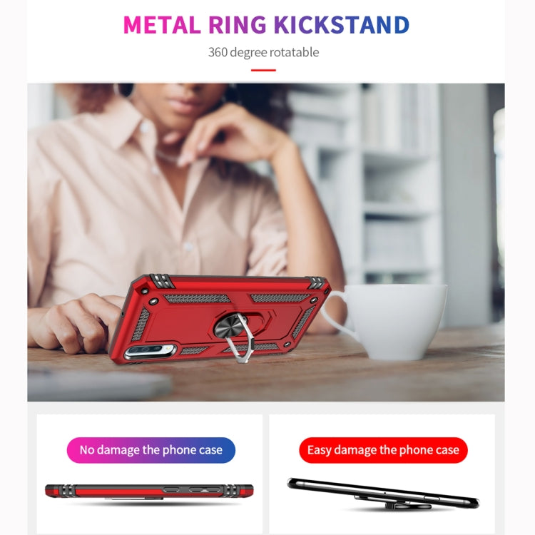 適用於三星 Galaxy A50 TPU + PC 軍士盔甲防摔保護殼，帶360度旋轉支架