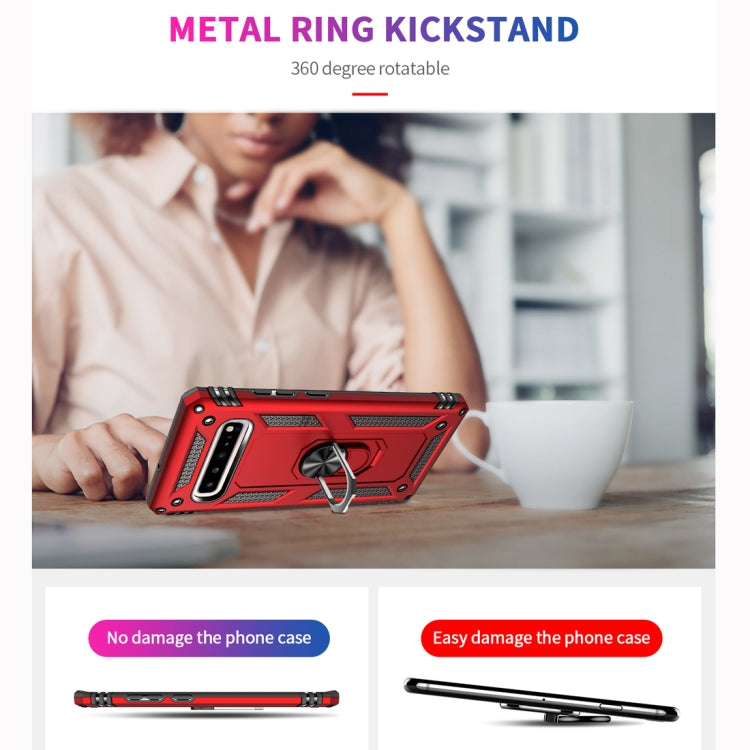 適用於三星 Galaxy S10 5G TPU + PC 軍士盔甲防摔保護殼，帶360度旋轉支架