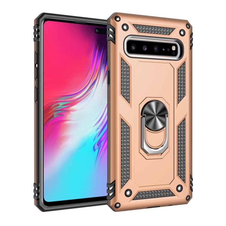 適用於三星 Galaxy S10 5G TPU + PC 軍士盔甲防摔保護殼，帶360度旋轉支架