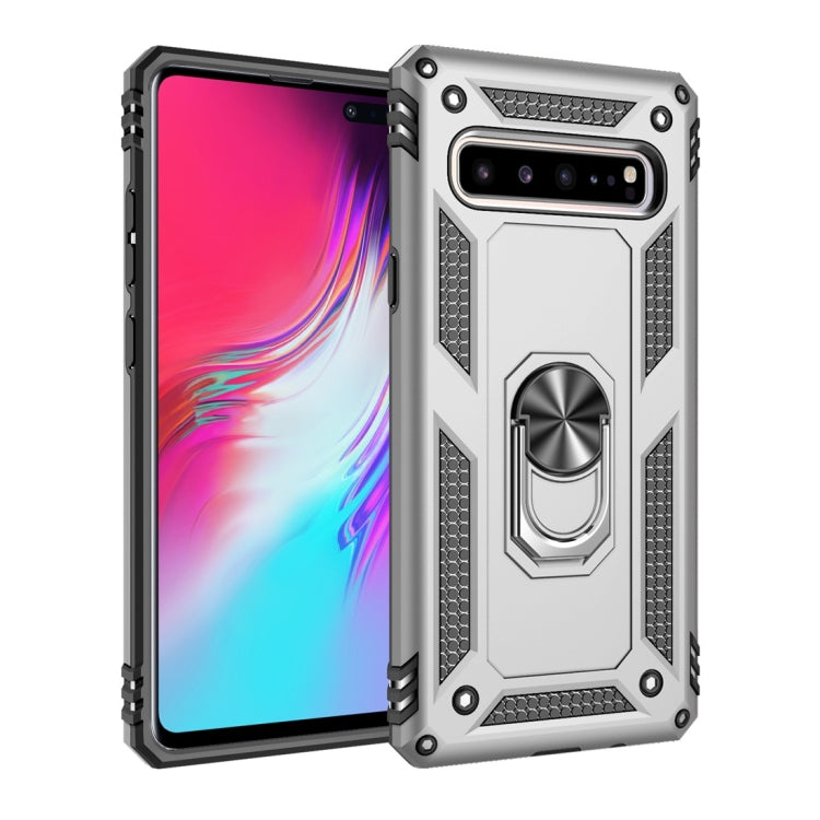 適用於三星 Galaxy S10 5G TPU + PC 軍士盔甲防摔保護殼，帶360度旋轉支架