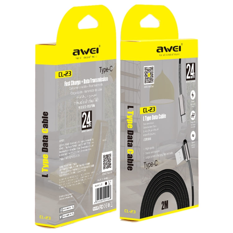 awei CL-23 2m 2.4A USB轉Type-C接口 快充+傳數據輸數據線