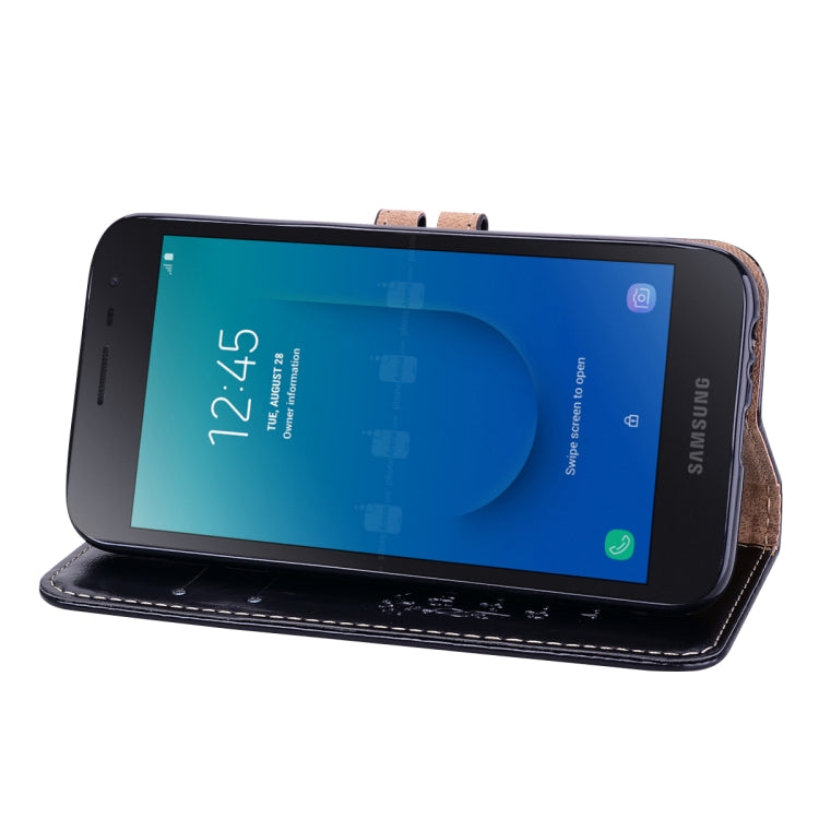 適用於三星 Galaxy J2 Core 商務款油蠟紋左右翻蓋皮套 帶支架&卡槽&錢包