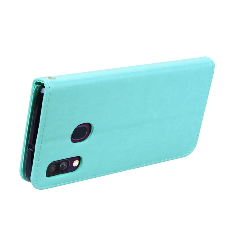 適用於三星 Galaxy A40 玫瑰壓紋左右翻蓋皮套 帶支架&卡槽&錢包