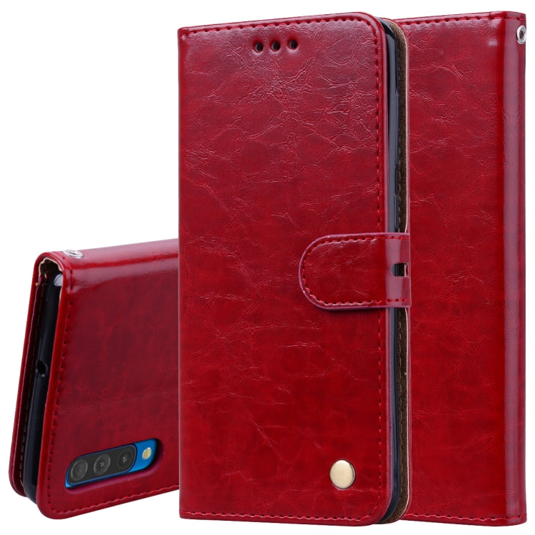 適用於三星 Galaxy A50 商務款油蠟紋左右翻蓋皮套 帶支架&卡槽&錢包