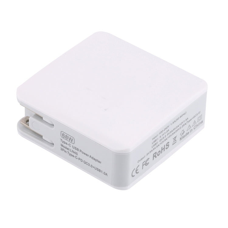 LN45 68W QC 3.0/PD Type-C+QC 3.0 USB+USB接口 可摺疊充電器，美規