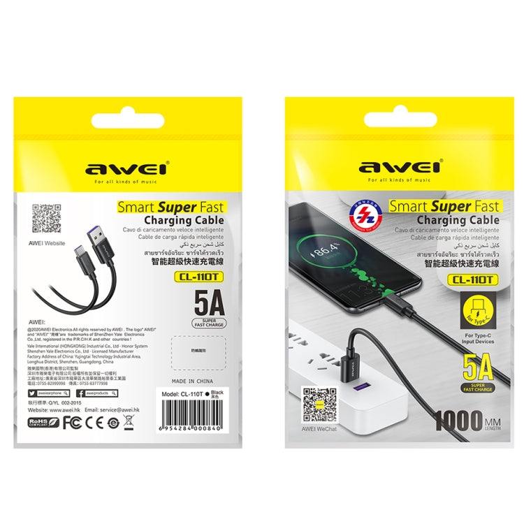 awei CL-110T 1m USB 轉 Type-C 快充數據線