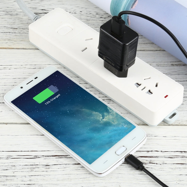 LZ-728 2合一 18W QC 3.0 USB接口旅行充+USB轉Micro USB數據線套裝，歐規，線長：1m