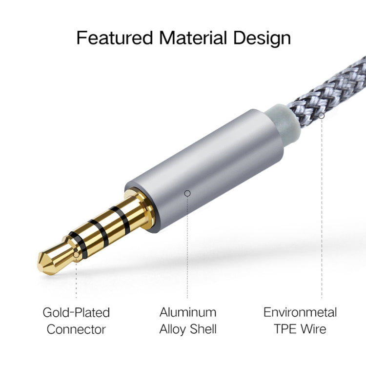 HY191 2合一 3.5mm公頭轉麥克風+音頻母頭 一分二編織音頻線，長度：26cm