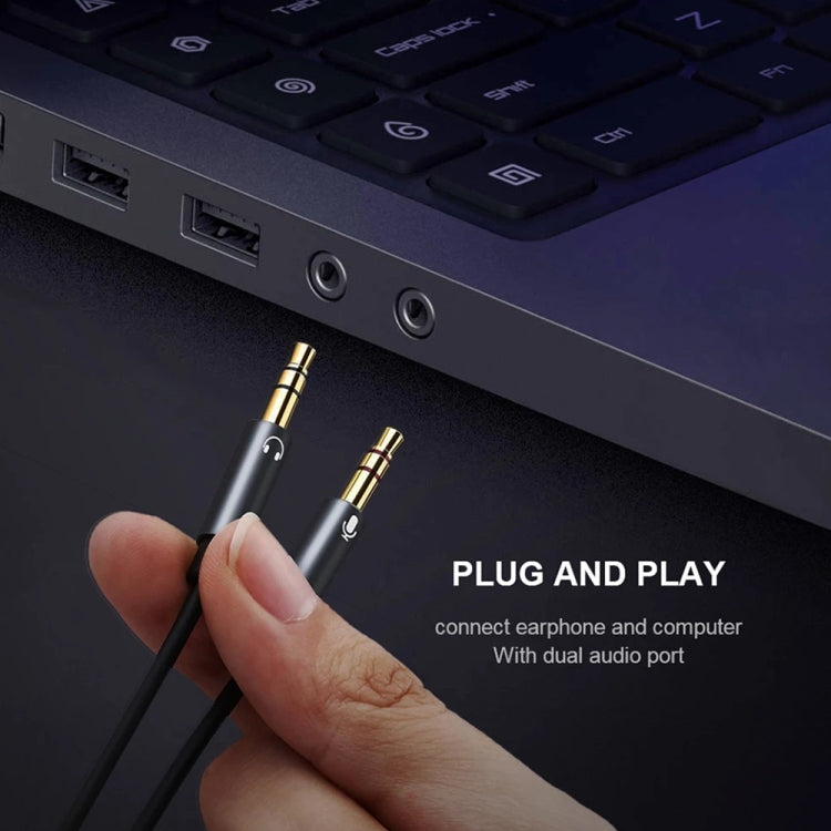 YH192 2合一 3.5mm母頭轉麥克風+音頻公頭 一分二編織音頻線，長度：22cm