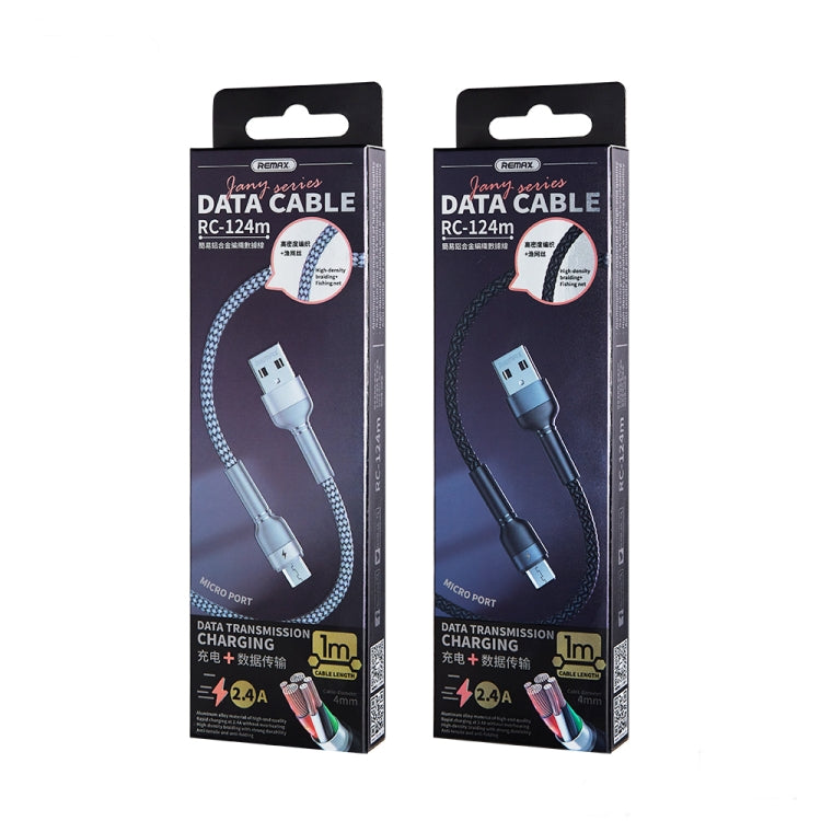 REMAX RC-124m 1m 2.4A USB 轉Micro USB簡易鋁合金編織數據線 , Micro USB