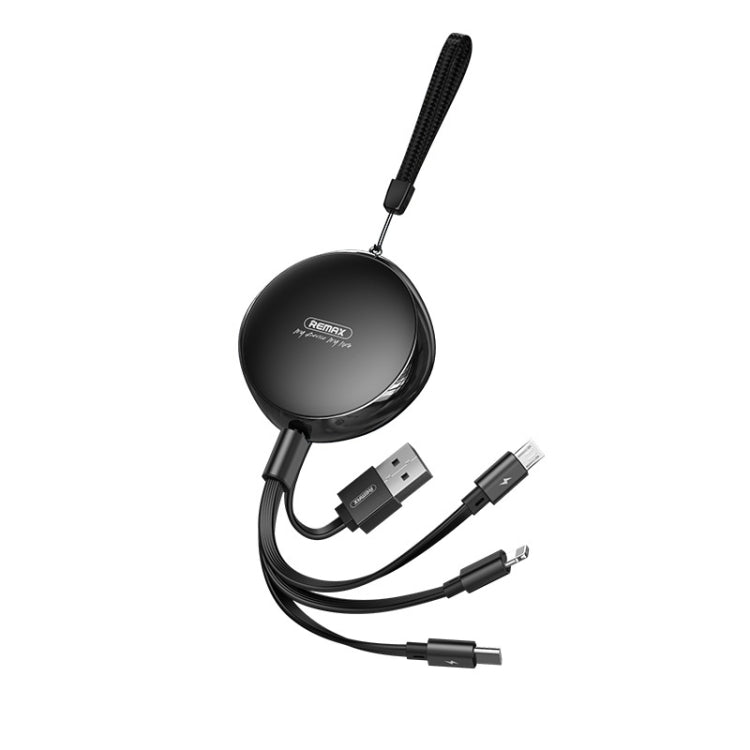 REMAX RC-185th 3合一 2.1A USB轉8 Pin + Type-C + Micro USB 速睿系列 伸縮收納一拖三充電線