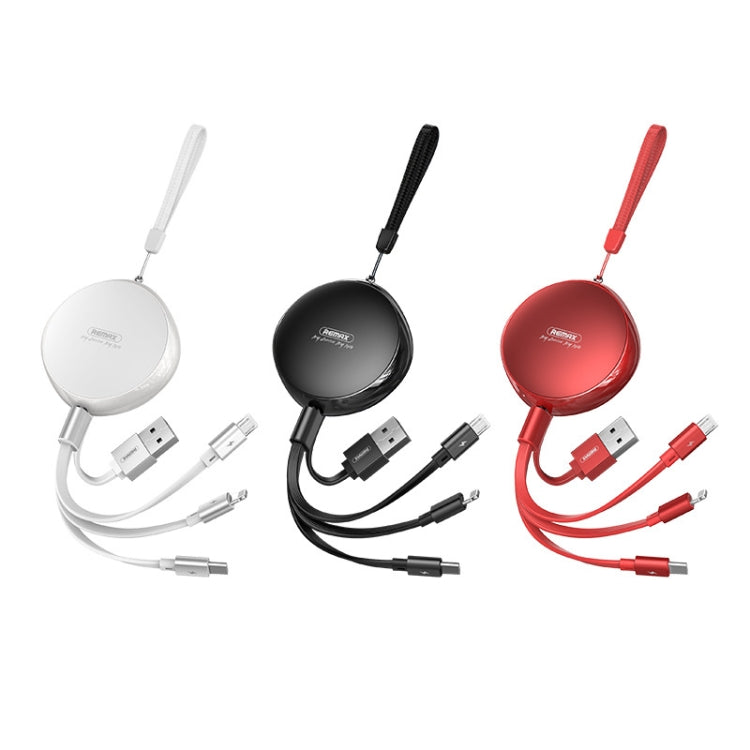 REMAX RC-185th 3合一 2.1A USB轉8 Pin + Type-C + Micro USB 速睿系列 伸縮收納一拖三充電線
