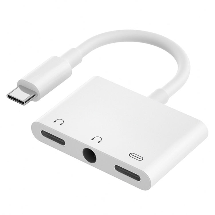 三合一 USB-C + 3.5mm + 3.5mm 轉 USB-C 充電聽歌適配器