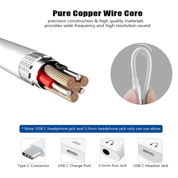 三合一 USB-C + 3.5mm + 3.5mm 轉 USB-C 充電聽歌適配器
