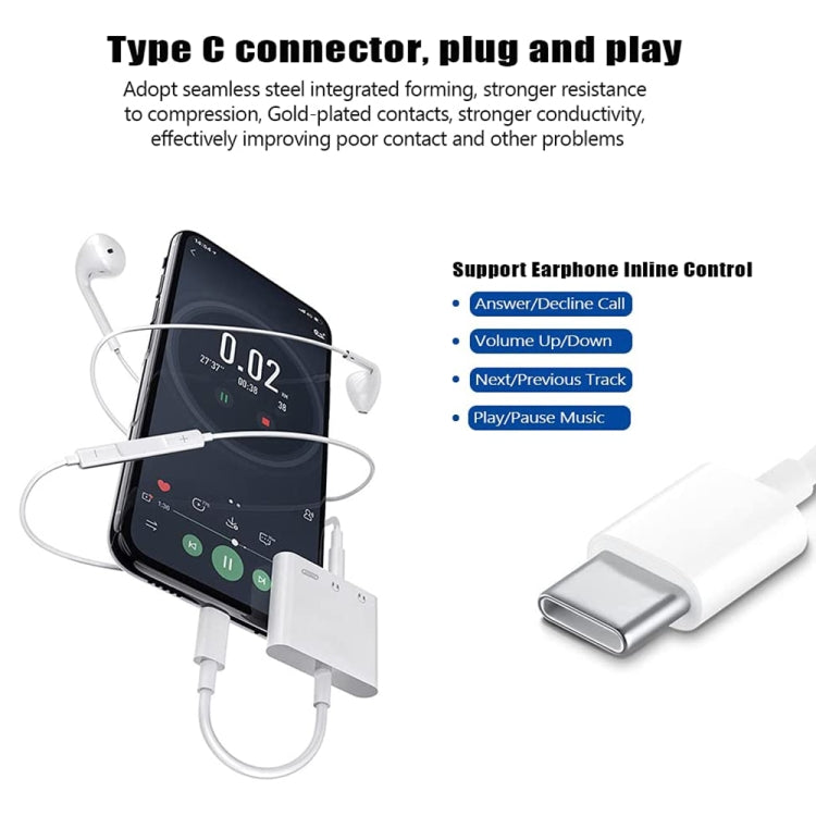 三合一 USB-C + 3.5mm + 3.5mm 轉 USB-C 充電聽歌適配器