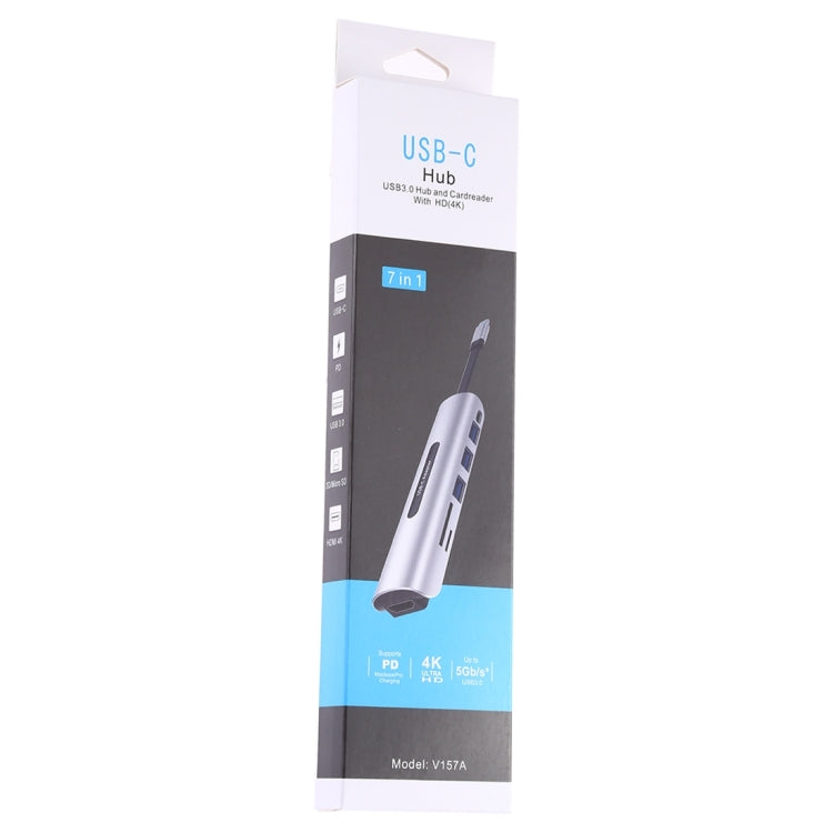 V157A 7合1 Type-C 轉 PD+3個USB 3.0+HDMI高清接口+SD&TF卡槽 多功能集線器擴展塢