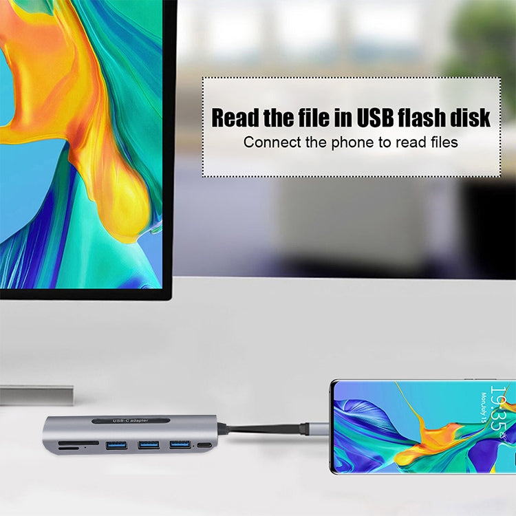 V157A 7合1 Type-C 轉 PD+3個USB 3.0+HDMI高清接口+SD&TF卡槽 多功能集線器擴展塢