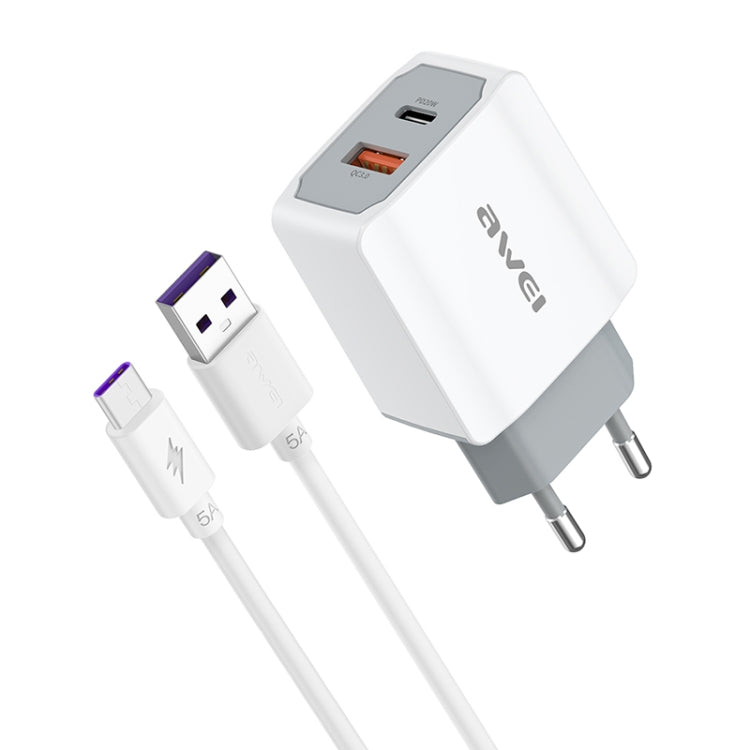 awei PD4 20W PD Type-C + QC 3.0 USB接口快速充電旅行充 歐規 帶數據線