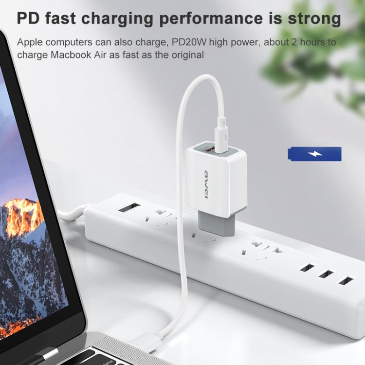 awei PD4 20W PD Type-C + QC 3.0 USB接口快速充電旅行充 歐規 帶數據線