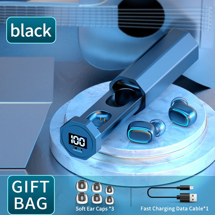 C1 藍牙5.0 TWS無線觸控數顯多邊形抽拉式藍牙耳機 帶充電倉
