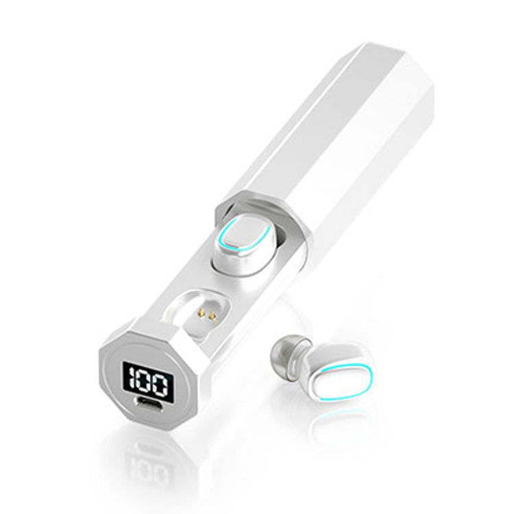 C1 藍牙5.0 TWS無線觸控數顯多邊形抽拉式藍牙耳機 帶充電倉