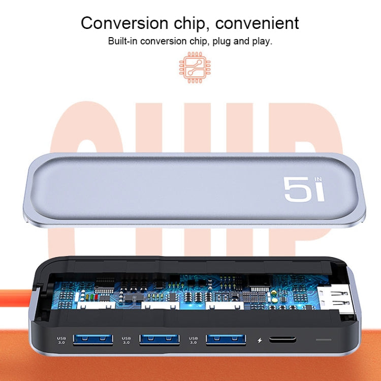 ROCK RT16 Type-C轉HDMI+USB3.0*4 五合一擴展塢