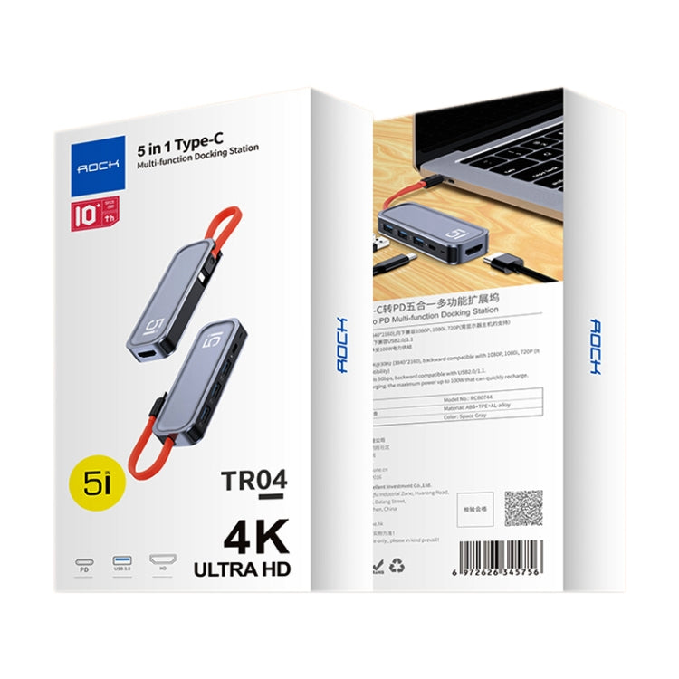 ROCK RT16 Type-C轉HDMI+USB3.0*4 五合一擴展塢