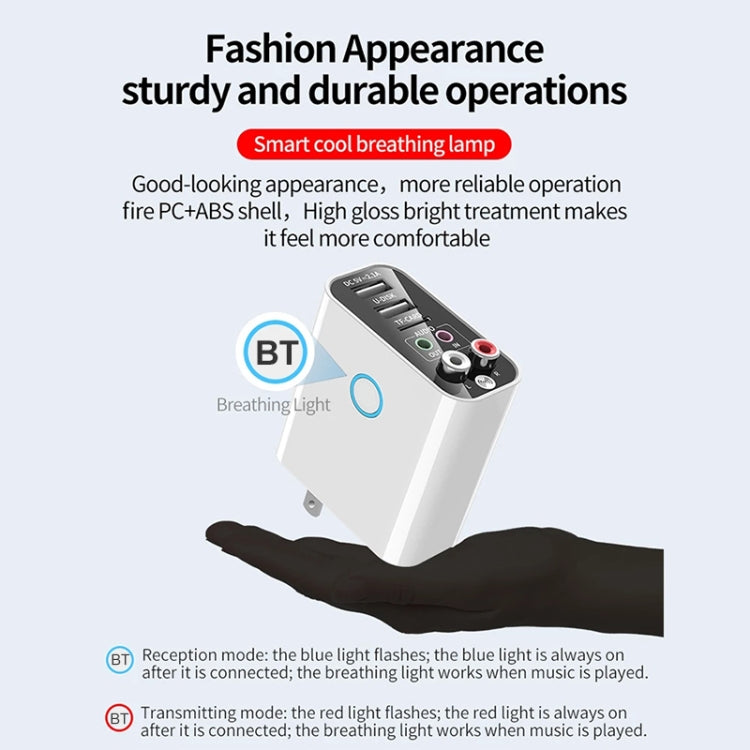 K16 2合一 3.5mm AUX+RAC雙輸出直插式藍牙5.0音頻發射器接收器 帶遙控器，美規