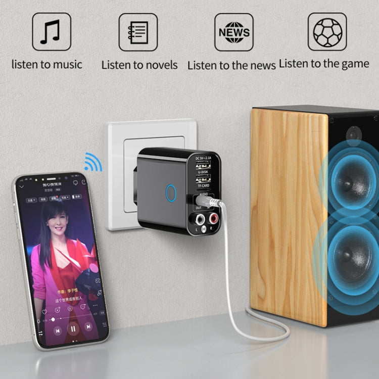 K16 2合一 3.5mm AUX+RAC雙輸出直插式藍牙5.0音頻發射器接收器 帶遙控器，歐規