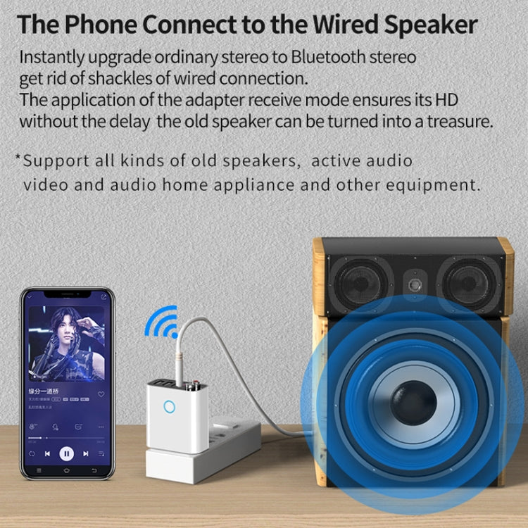 K16 2合一 3.5mm AUX+RAC雙輸出直插式藍牙5.0音頻發射器接收器 帶遙控器，中規