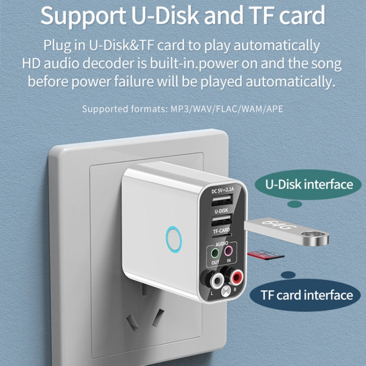 K16 2合一 3.5mm AUX+RAC雙輸出直插式藍牙5.0音頻發射器接收器 帶遙控器，中規