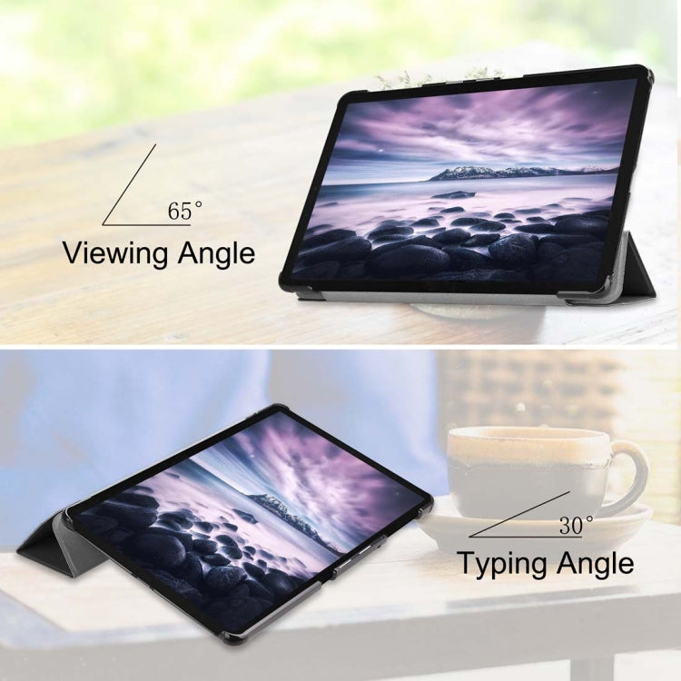適用於三星Galaxy Tab A 10.5 / T595 & T590 卡斯特紋左右翻蓋平板皮套 帶三折支架&智能休眠功能