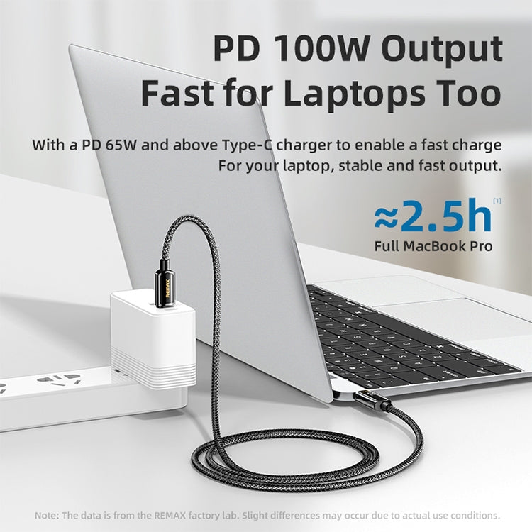 REMAX RC-128a 睿智系列100W&#160;Type-C轉Type-C 智能數顯鋅合金編織數據線，長度：1.2m