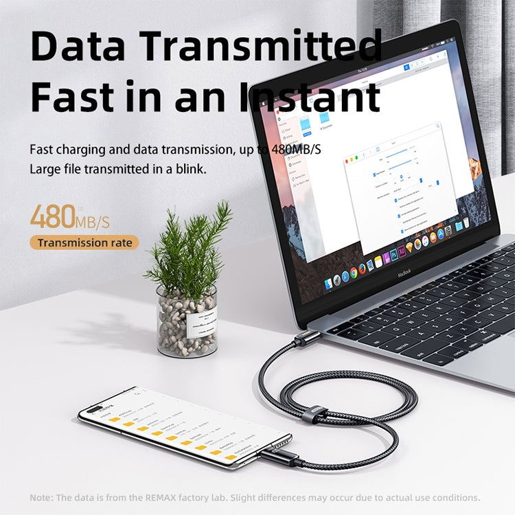 REMAX RC-128a 睿智系列100W&#160;Type-C轉Type-C 智能數顯鋅合金編織數據線，長度：1.2m