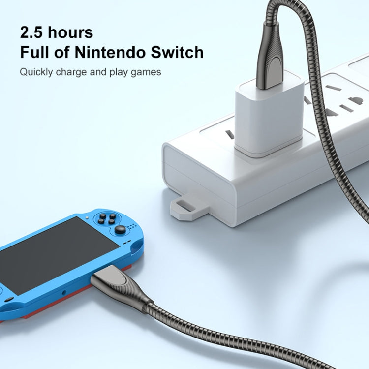 ADC-009 USB轉Type-C 鋅合金軟管快充數據線，線長：1m