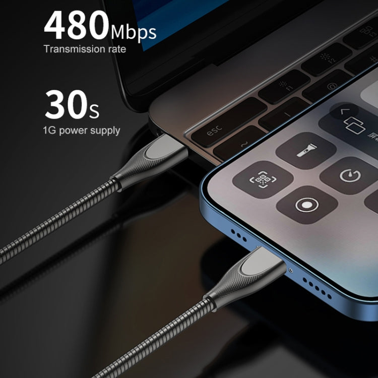 ADC-009 USB轉Type-C 鋅合金軟管快充數據線，線長：1m