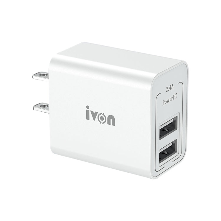 IVON AD36 12W 2.4A 雙USB旅行充， 美規