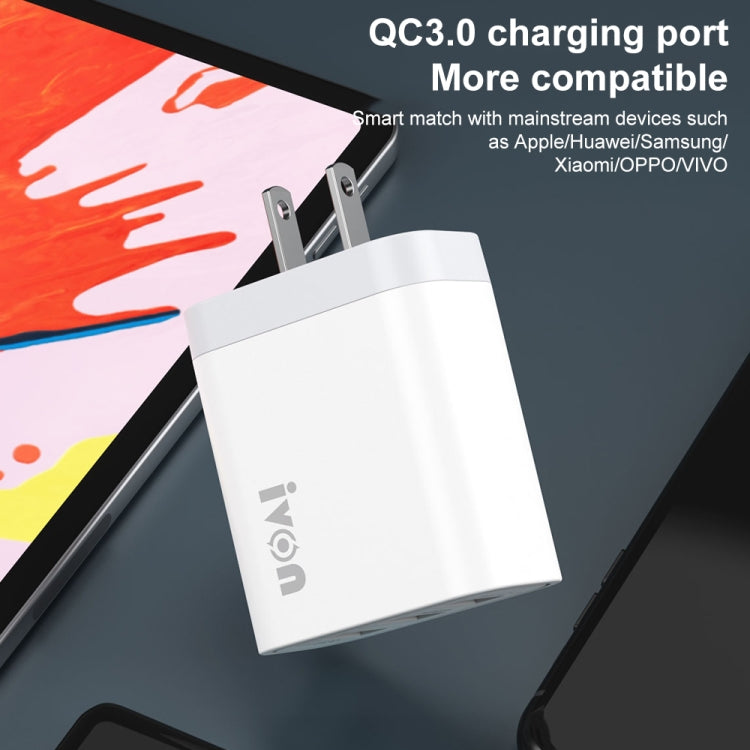 IVON AD37 5A QC 3.0 三個USB接口旅行充，美規