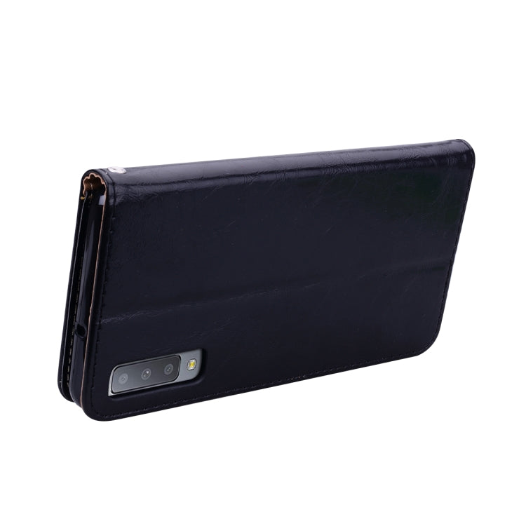 適用於三星 A7 2018商務款油蠟紋左右翻蓋皮套 帶支架&卡槽&錢包