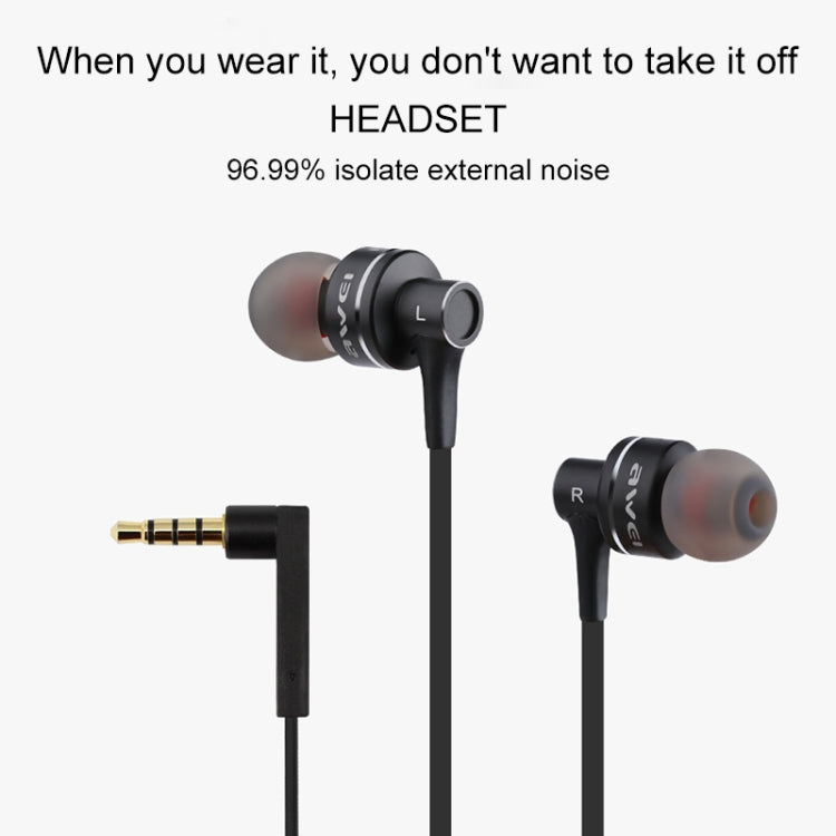 awei ES-10TY TPE 3.5mm入耳式線控耳機 線長1.2米