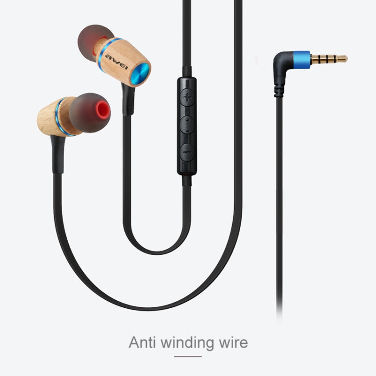 awei ES-80TY TPE 木紋3.5mm入耳式線控耳機 線長1.2米