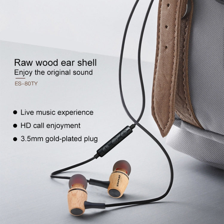 awei ES-80TY TPE 木紋3.5mm入耳式線控耳機 線長1.2米