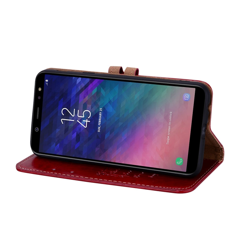 適用於三星蓋世樂 A6  男女商務款油蠟紋左右翻蓋皮套帶支架&卡槽&錢包