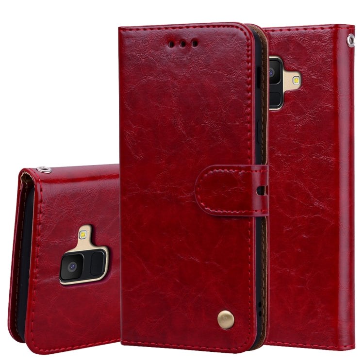 適用於三星蓋世樂 A6  男女商務款油蠟紋左右翻蓋皮套帶支架&卡槽&錢包